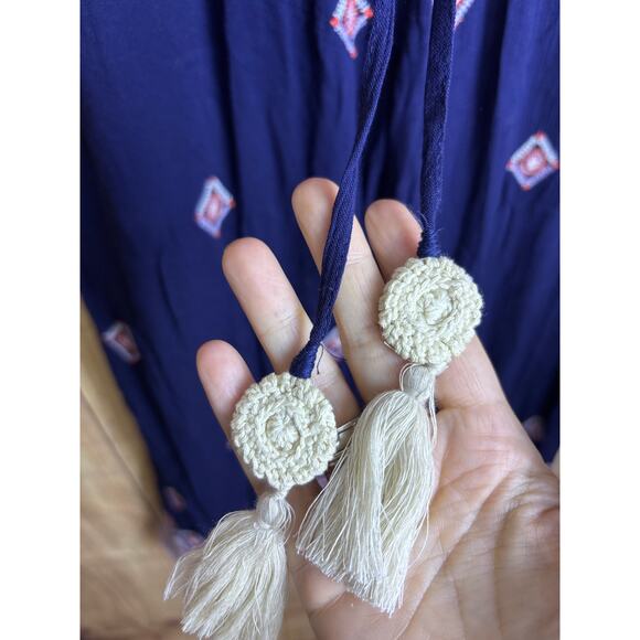 Sundance Flowy Embroidered Pants Navy Size M - Picture 4 of 8